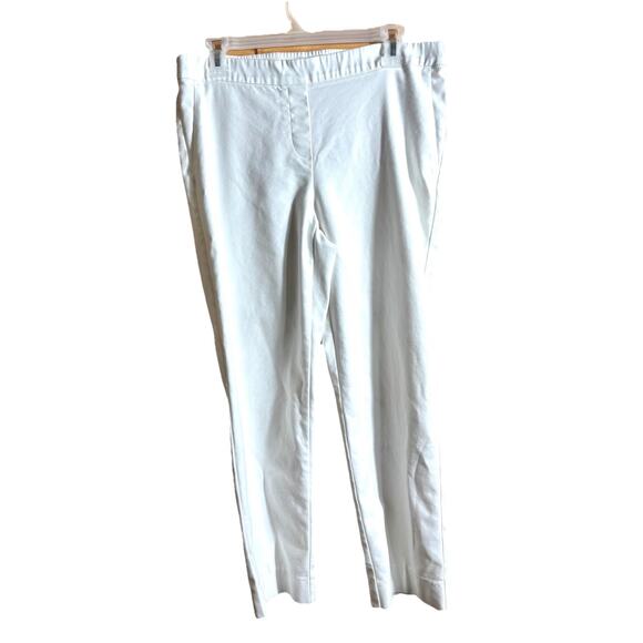 J Jill White Pull On Pants Sz 10 Straight Leg Classic Casual Work Wear Coastal - Picture 1 of 4